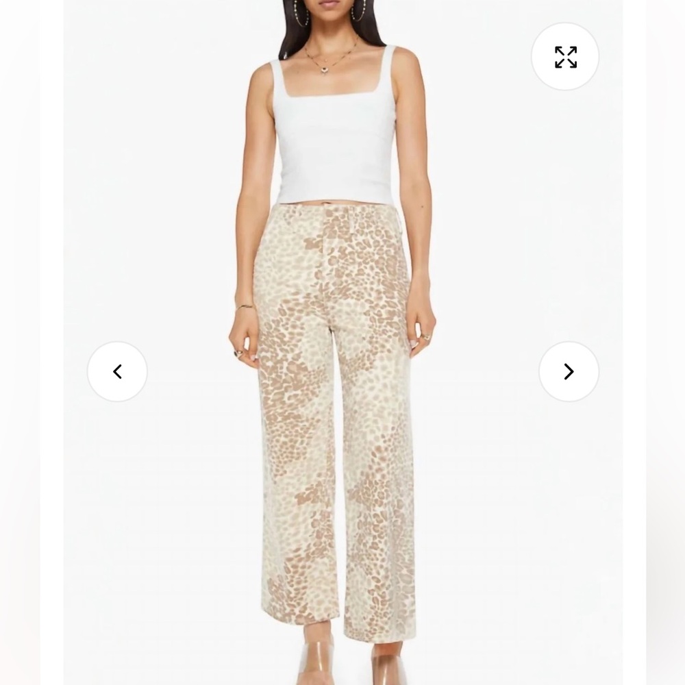 MOTHER Beige Leopard Print Wide-Leg Jeans - Picture 4 of 11